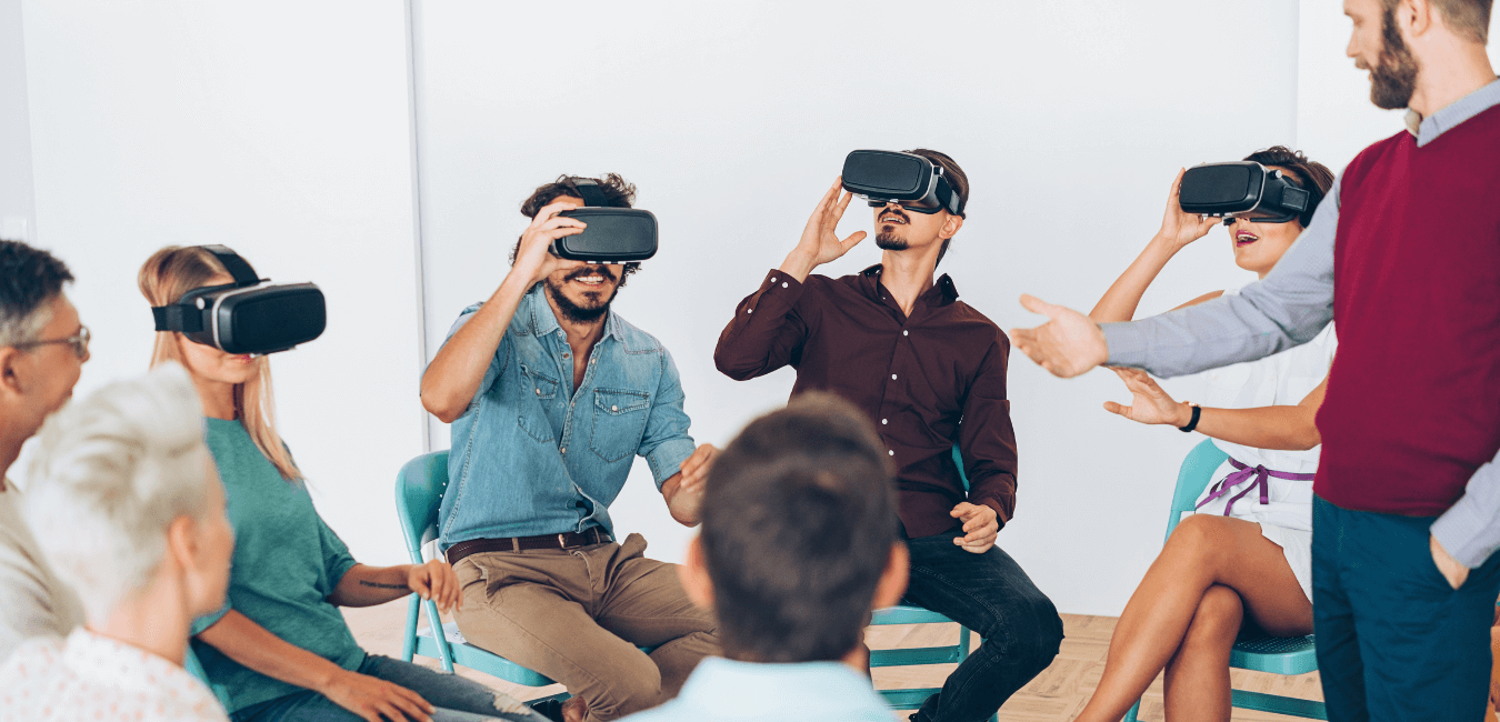 IT Salesperson demonstrating virtual reality product to a client