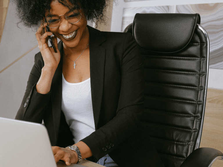 A recruitment resourcer talking to a candidate on the phone