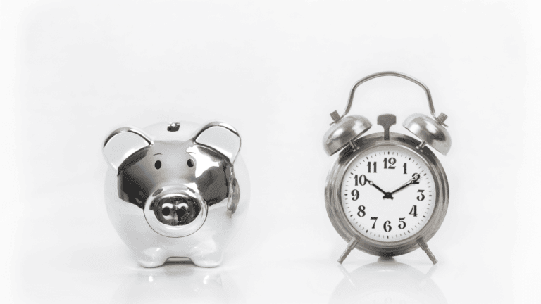 Silver pig and clock representing time vs money; is it worth wasting your time on recruitment?